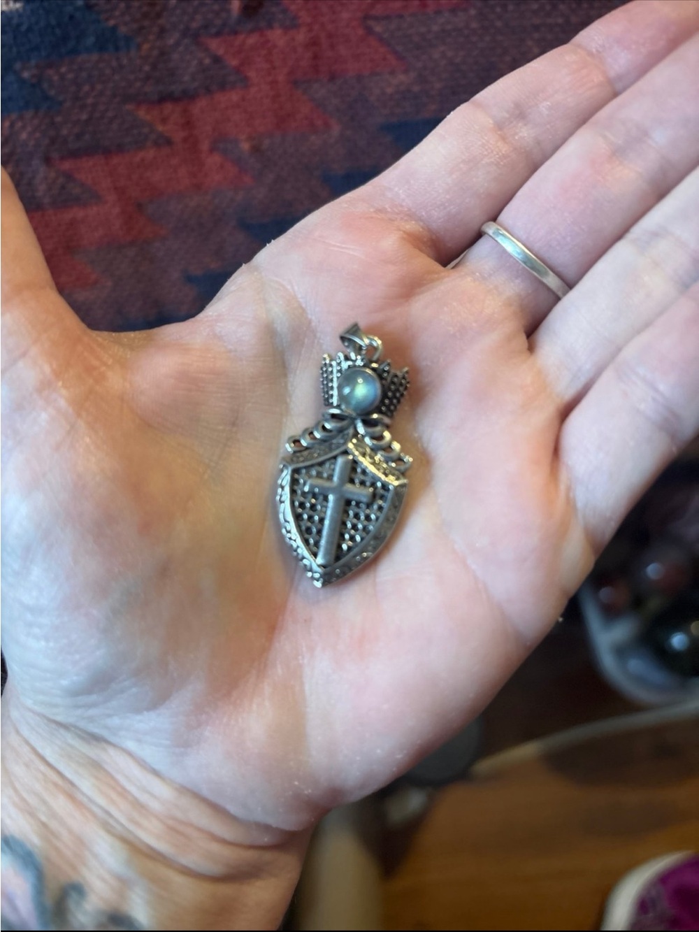Silver Moonstone Cross Pendant